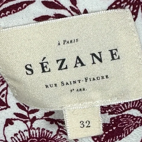 Sezane Abelia Blouse Ghalia Ecru Purple Wrap Top Size 32 French US 0 Long Sleeve - Picture 7 of 14